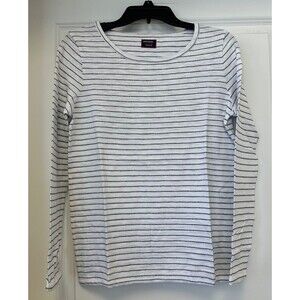 Untuckit T Shirt Top Womens Small Striped Long Sleeve Black White 100% Cotton